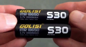 Golisi S30 IMR 18650 3000mAh 35A Flat Top Li ion Battery(2-Pack)